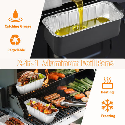 50 Pack Drip Pan Liners for Blackstone Griddle 36" 30" 28" 22" 17", a Cleaning Brush, Aluminum Disposable Grease Drip Cup Liners, Grease Catcher Trays,Griddle Accessories for Outdoor Cooking