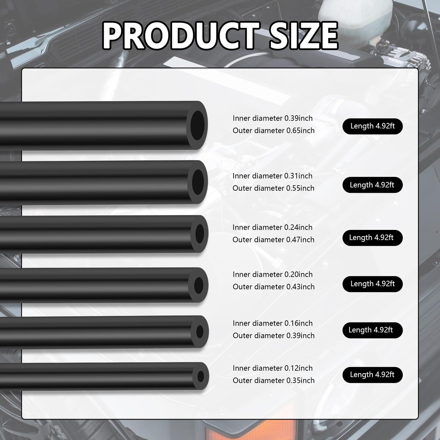 5Ft Automotive Vacuum Hose Kit,6PCS Silicone Tube Automotive with 64PCS Vacuum Line Connectors Car Accessories,Max 130PSI Silicone Hose for Car Replacement Vacuum Hose (70PCS)