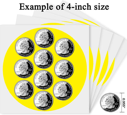4 Inch Large Yellow Round Thermal Labels, 300 Labels/Roll,Self-Adhesive Circular Inventory Stickers, Multi-Purpose Round Roll Thermal Printing Stickers for Business and Domestic Use