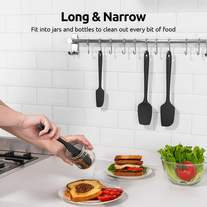 U-Taste Silicone Spatula Set with 600 Degrees Fahrenheit Heat Resistant (Black)
