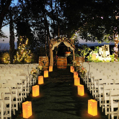Stmarry White Paper Luminary Bags - 50-Pack Candle Lantern Bags, Fire-Retardant, Star Luminaries for Christmas, Weddings, Birthday Party Decoration, Use with Tealights, Votive, 5.9 x 10 x 3.5 Inches