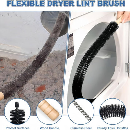 XHYdamile 3-Piece Dryer Vent Cleaning Kit, 15FT Flexible Lint Brush Rods for Dryer Duct Hose Vent Cleaning & Unclogging Clip