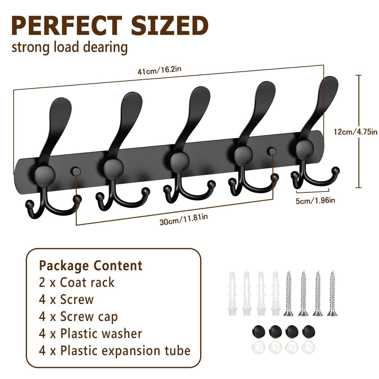 Coat Hooks Wall Mounted (2 Pack) - Stainless Steel Coat Racks -Heavy Duty Wall Coat Hanger - For Hanging Hat Towel Purse Robes - Ideal for Entryway, Hallway, Kitchen, Bathroom, Bedroom