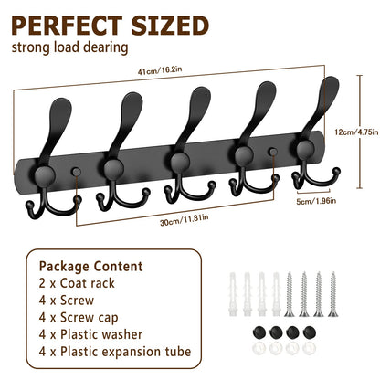 Coat Hooks Wall Mounted (2 Pack) - Stainless Steel Coat Racks -Heavy Duty Wall Coat Hanger - For Hanging Hat Towel Purse Robes - Ideal for Entryway, Hallway, Kitchen, Bathroom, Bedroom
