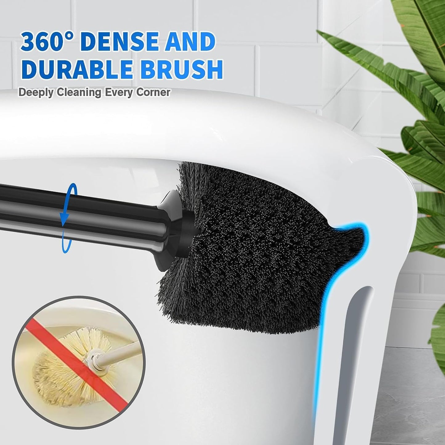 Toilet Plunger and Brush, 2-in-1 Bowl Brush and Heavy Duty Toilet Plunger Set with Ventilated Holder Combo for 5.3-inch Toilet Drain Bathroom Cleaning (Black)