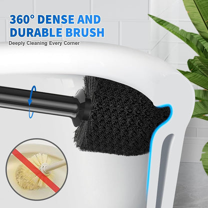 Toilet Plunger and Brush, 2-in-1 Bowl Brush and Heavy Duty Toilet Plunger Set with Ventilated Holder Combo for 5.3-inch Toilet Drain Bathroom Cleaning (Black)