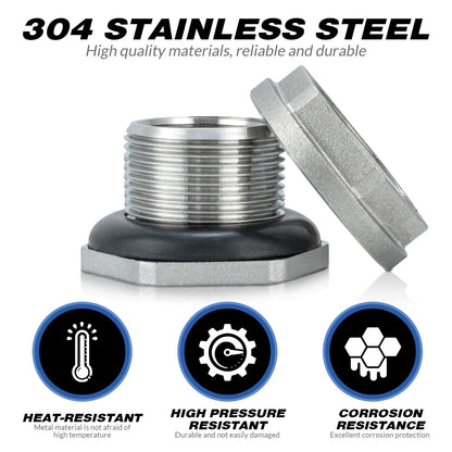 Carvedexquisitely Bulkhead Water Tank Fitting,1/2" NPT Female Thread,304 Stainless Steel Thru-bulk Fitting(2 Pcs)