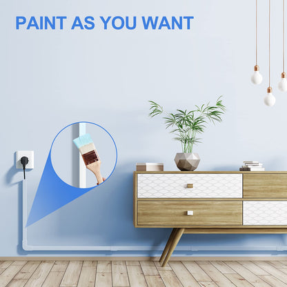Yecaye 250" Cable Concealer, 16 Pack Cord Hider Wall Cable Management System, Paintable PVC Wire Cover Raceway Kit for a Power Cord, Ethernet Cable, Speaker Wire, Each L15.7in, W 0.59in H 0.4in, White