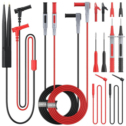 BINTA 11-Piece Multimeter Leads Kit CATII 1000V/ 19A with Alligator Clips Test Hooks Test Probes Tweezers, Professional Multimeter Leads Set for Industrial Car Home Digital Electrical Testing