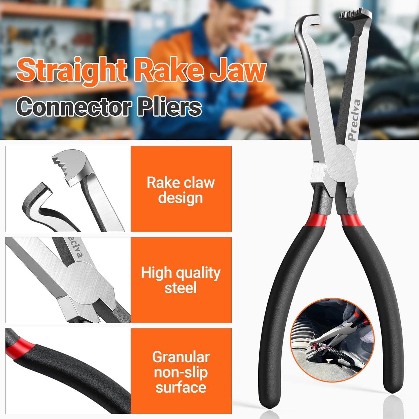 Preciva 3 PCS Electrical Disconnect Pliers, Automotive Electrical Connector Pliers, Electric Plug Plier Connector Separator for Cars, Automotive Wire Locking Push Tab