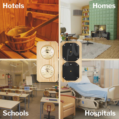 2 in 1 Wooden Sauna Thermometer and Hygrometer, Atarvana Indoor Hygrothermograph for Sauna Rooms, Spa, Hotel Accessories