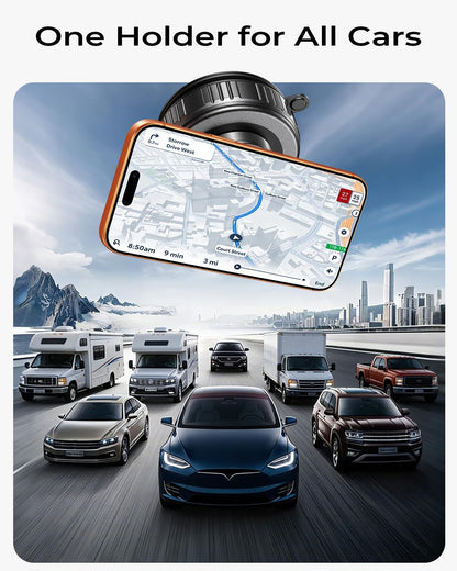 DIMONCOAT 2026 Upgraded for Car Mount Vacuum Magnetic Phone Holder Car, 360° Adjustable Suction Cup Phone Stand [109+LBS Suction & 2800gf Magnetic] for Car Accessories 17 Pro Max