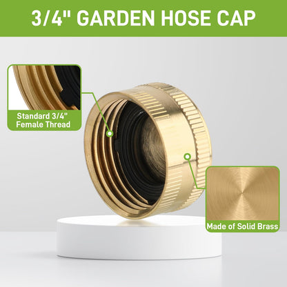 Carbbia 12PCS 3/4" Garden Hose Cap Garden Hose Connector Brass Cap with Washer Female Fitting Cap