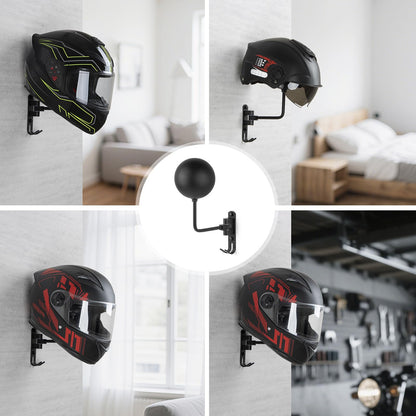 PUERSI Helmet Holder Wall Mount - 2 Pack 180° Rotation Helmet Hanger for Motorcycle Bike Racing Outerwear Sports Gear Display