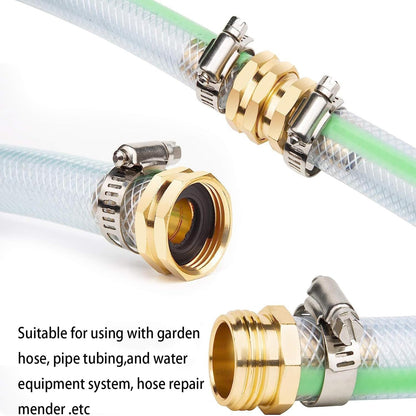 6 Pack Garden Hose Repair Kit with Stainless Clamp, Water Hose Mender Female and Male Hose Connector with Clamps, Fit 5/8" and 3/4" Rubber Garden Hose