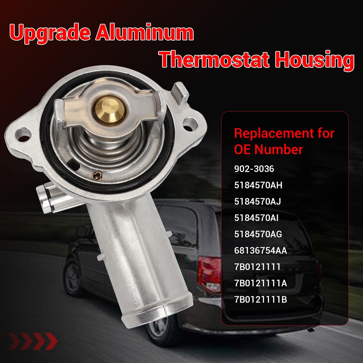 5184570AG Thermostat Housing Compatible with 2011-2020 Dodge Journey Avenger Grand Caravan 2014-2021 Jeep Cherokee 2012-2021 Ram C/V ProMaster 1500 2500 3500 2011-2017 Chrysler 200