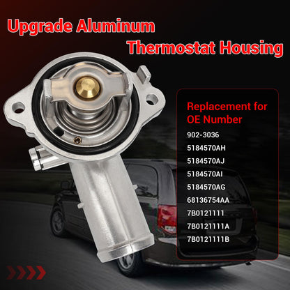 5184570AG Thermostat Housing Compatible with 2011-2020 Dodge Journey Avenger Grand Caravan 2014-2021 Jeep Cherokee 2012-2021 Ram C/V ProMaster 1500 2500 3500 2011-2017 Chrysler 200