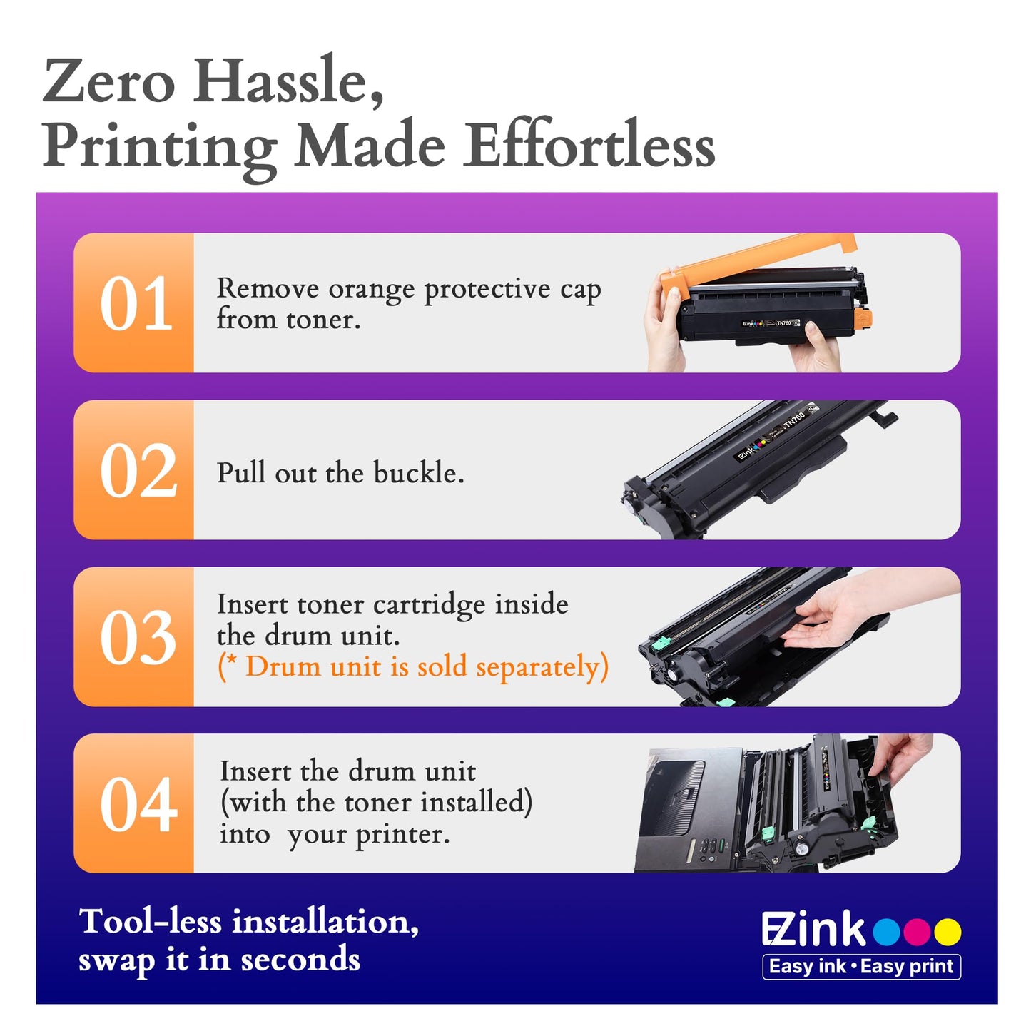 (New Chip) E-Z Ink 2 Black TN760 Toner Cartridges for Brother TN 760 Replacement TN730 TN 730 Black Toner for MFC-L2710DW MFC-L2750DW HL-L2350DW HL-L2370DW HL-L2395DW HL-L2390DW DCP-L2550DW Printer