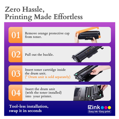 (New Chip) E-Z Ink 2 Black TN760 Toner Cartridges for Brother TN 760 Replacement TN730 TN 730 Black Toner for MFC-L2710DW MFC-L2750DW HL-L2350DW HL-L2370DW HL-L2395DW HL-L2390DW DCP-L2550DW Printer