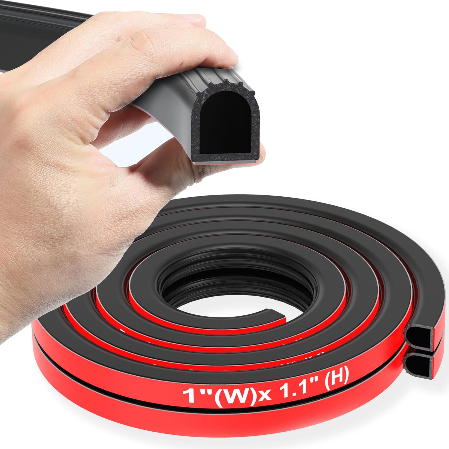 CHUANJI Rubber Seal Strip D Shape RV Weather Stripping Exterior 1" RV Slide Out Seal Self-Adhesive Extra Thick Automotive weatherstripping for Boat, Car, Truck, Marine,Garage Doors/Window (6 ft)