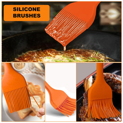 22 Inch Silicone Griddle Cover Mat with 2 Silicone Brushes for Blackstone Griddle Accessories, Heavy Duty Food Grade BBQ Accessories Mat Full-Edge for All Season Outdoor Protector