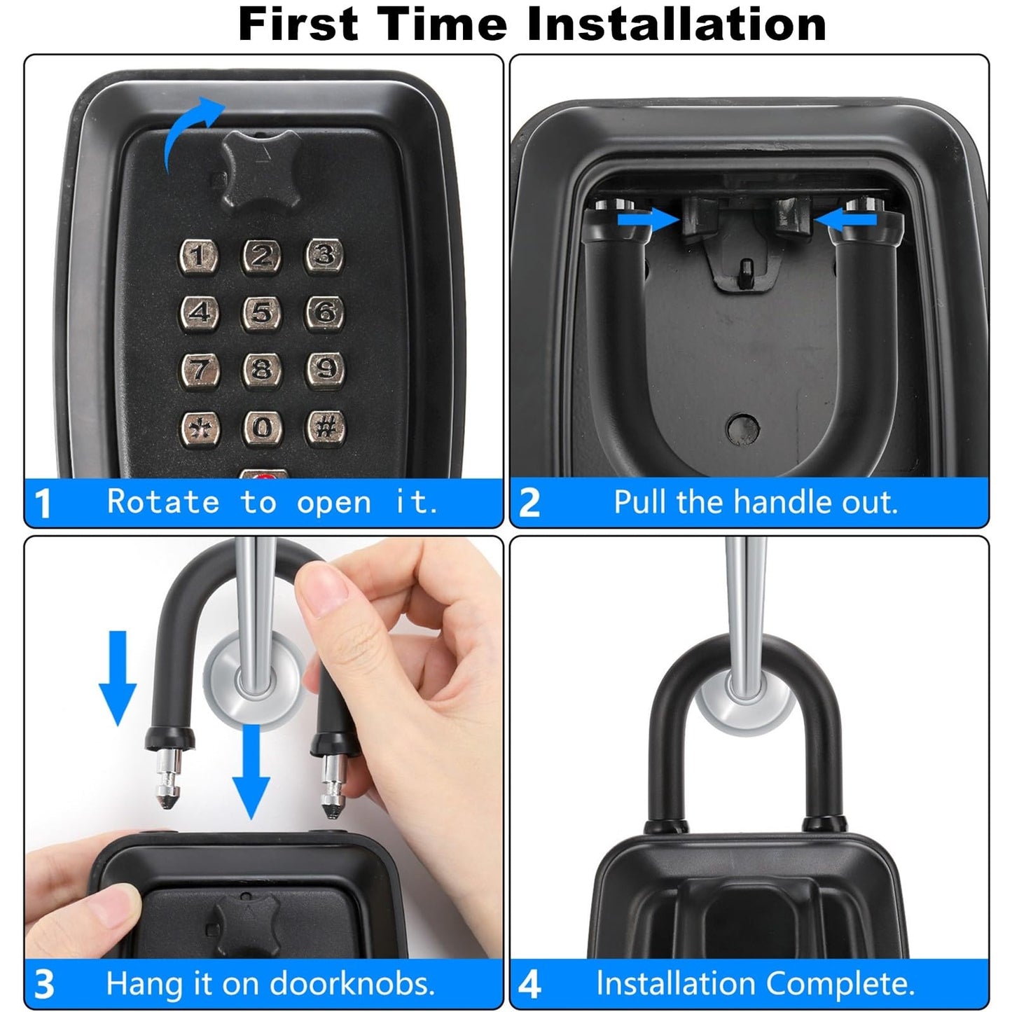 Cididu Key Lock Box for Outside, Waterproof Key Lockbox with 12-Digit Push Button Combination and Removable Shackle, Resettable Code Keys Safe Storage Box for Door Handle, House, Retail Store, Garage