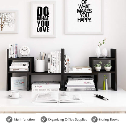 Adjustable Desktop Bookshelf Office Organizer Desk Storage Organizer Display Shelf Rack, Counter Top Bookcase