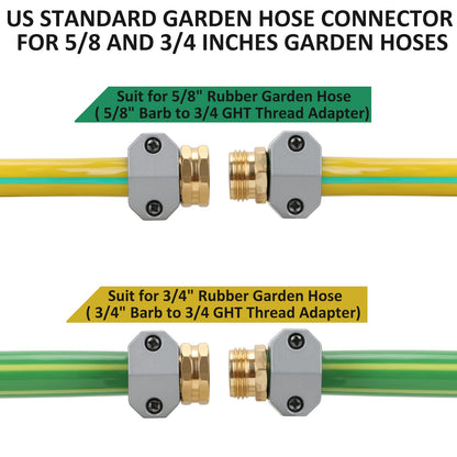STYDDI Garden Hose Repair Kit, Aluminum Mender Female and Male Hose Connector with Zinc Clamp, Fit All 5/8-Inch and 3/4-Inch Garden Hose, 3 Sets