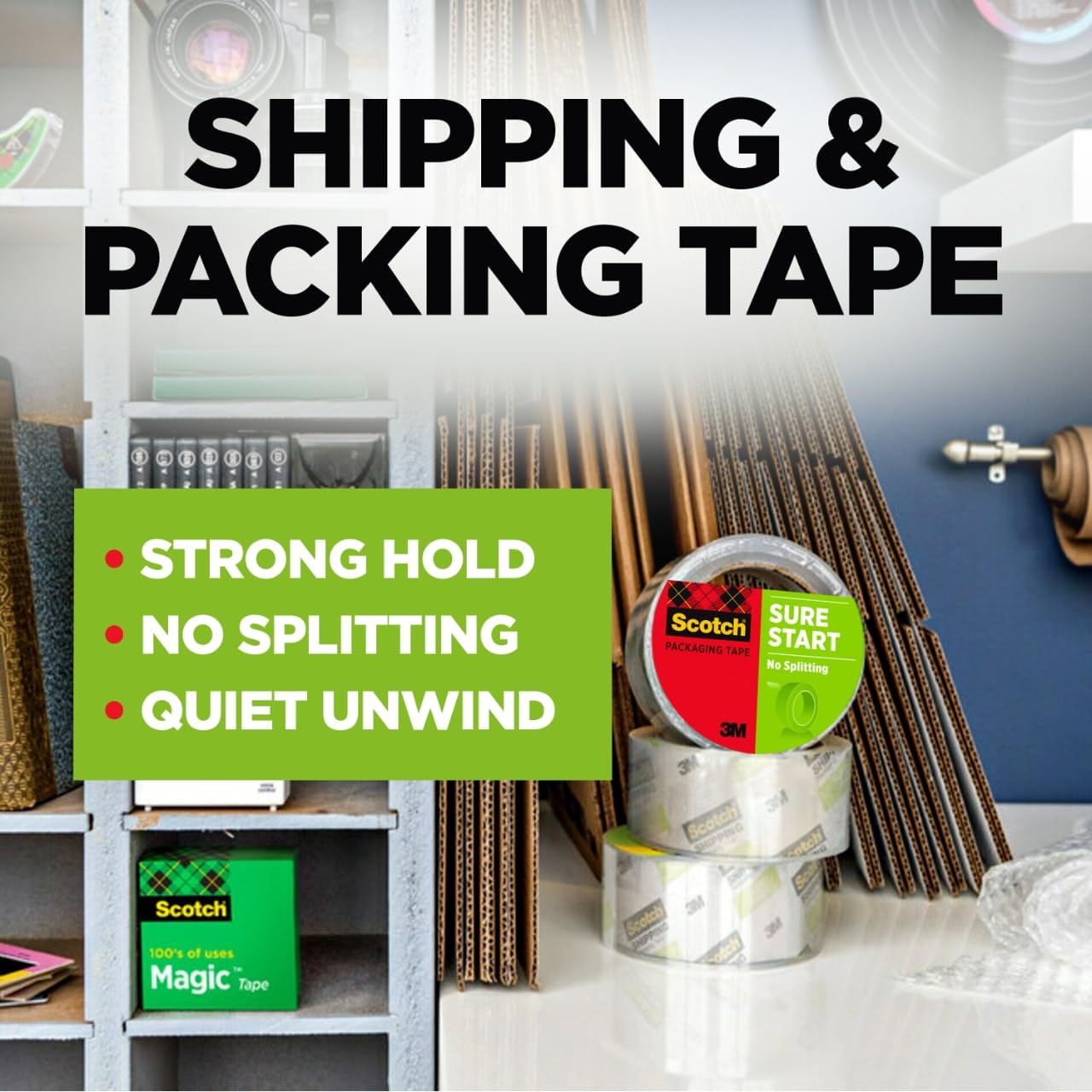 Scotch Sure Start Packaging Tape, 1.88 Inches x 900 Inches, 6-Pack, (DP-1000RF6)