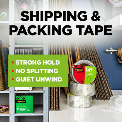 Scotch Sure Start Packaging Tape, 1.88 Inches x 900 Inches, 6-Pack, (DP-1000RF6)