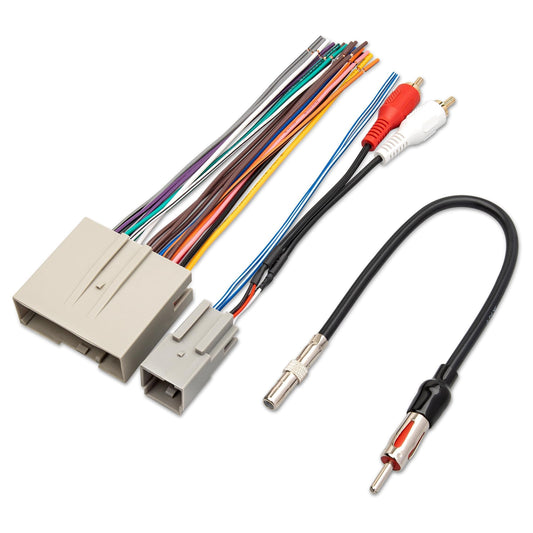 RED Wolf Radio Wiring w/Antenna Adapter RCA Input Replacement for Ford 2006-2012, Lincoln 2006-2010, Mercury 2006-2009 Aftermarket Stereo Install Wire Cable Harness with RCA Adapter Plug