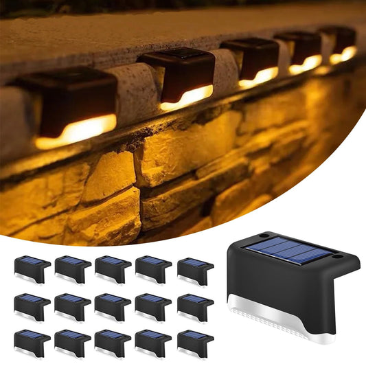 Solar Deck Lights Outdoor Waterproof, Solar Step Lights Wall Led Warm Light, Solar Fence Lights for Stairs Garden Fences Railing Yards Backyard Balconies 16Pack