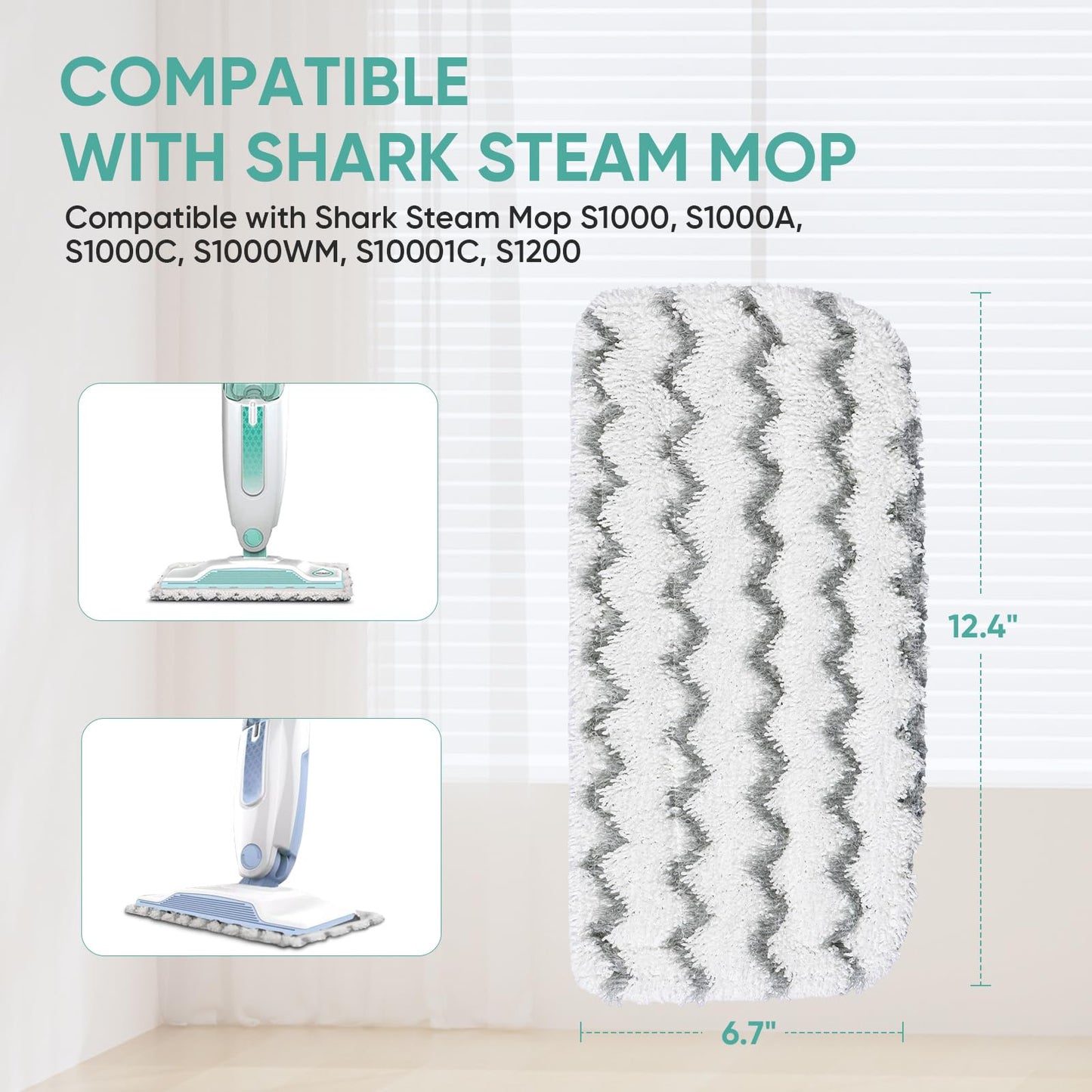 8 Pack Replacement Steam Mop Pads for Shark Steam Mop S1000, S1000A, S1000C, S1000WM, S1001C, Dirt Grip Cleaning Pads, Microfiber Washable & Reusable