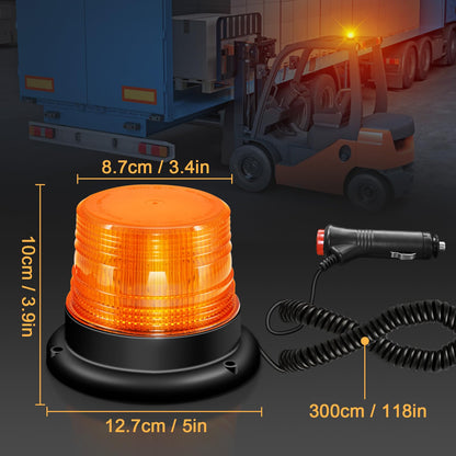 Beacon Lights for Trucks,Emergency Flashing Lights for Vehicles,Magnetic Rooftop Strobe Lights for Snowplow Work Truck Tow Mail Car,Amber Warning Lights - Ensure Night and Highway Driving Safety