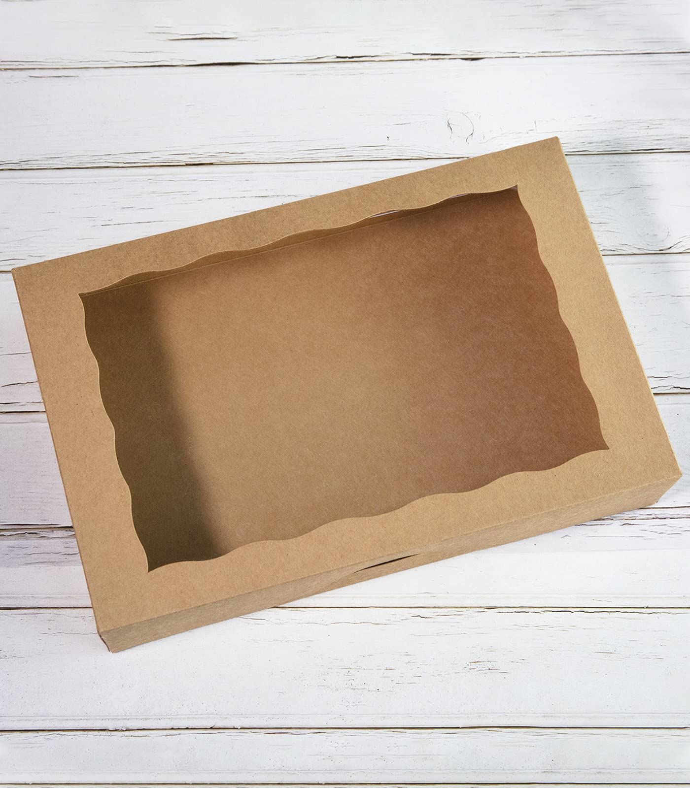 Brown Pastry Bakery Box 14x10x3inch,Large Donuts,Muffins,Cookies Boxes with PVC Window - Auto-Pop up Paper Box Nature Cardboard Take Out Container,Pack of 15 (Brown, 15)