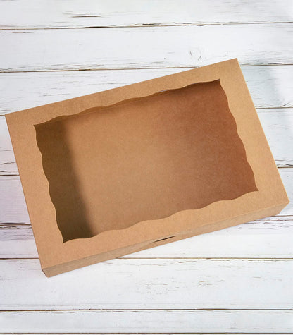 Brown Pastry Bakery Box 14x10x3inch,Large Donuts,Muffins,Cookies Boxes with PVC Window - Auto-Pop up Paper Box Nature Cardboard Take Out Container,Pack of 15 (Brown, 15)