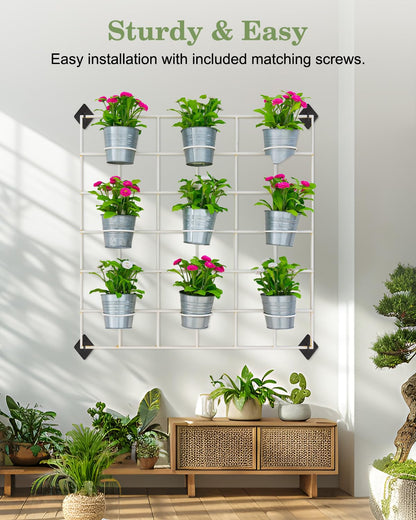 WENHUALI Gridwall Mount Brackets, 12 Pcs Grid Wall Accessory with Screws and 2 Pcs S Hooks for Wall Grid Panels, Perfect for Clothing Stores, Retail Displays, Home Wall Organization (Black)