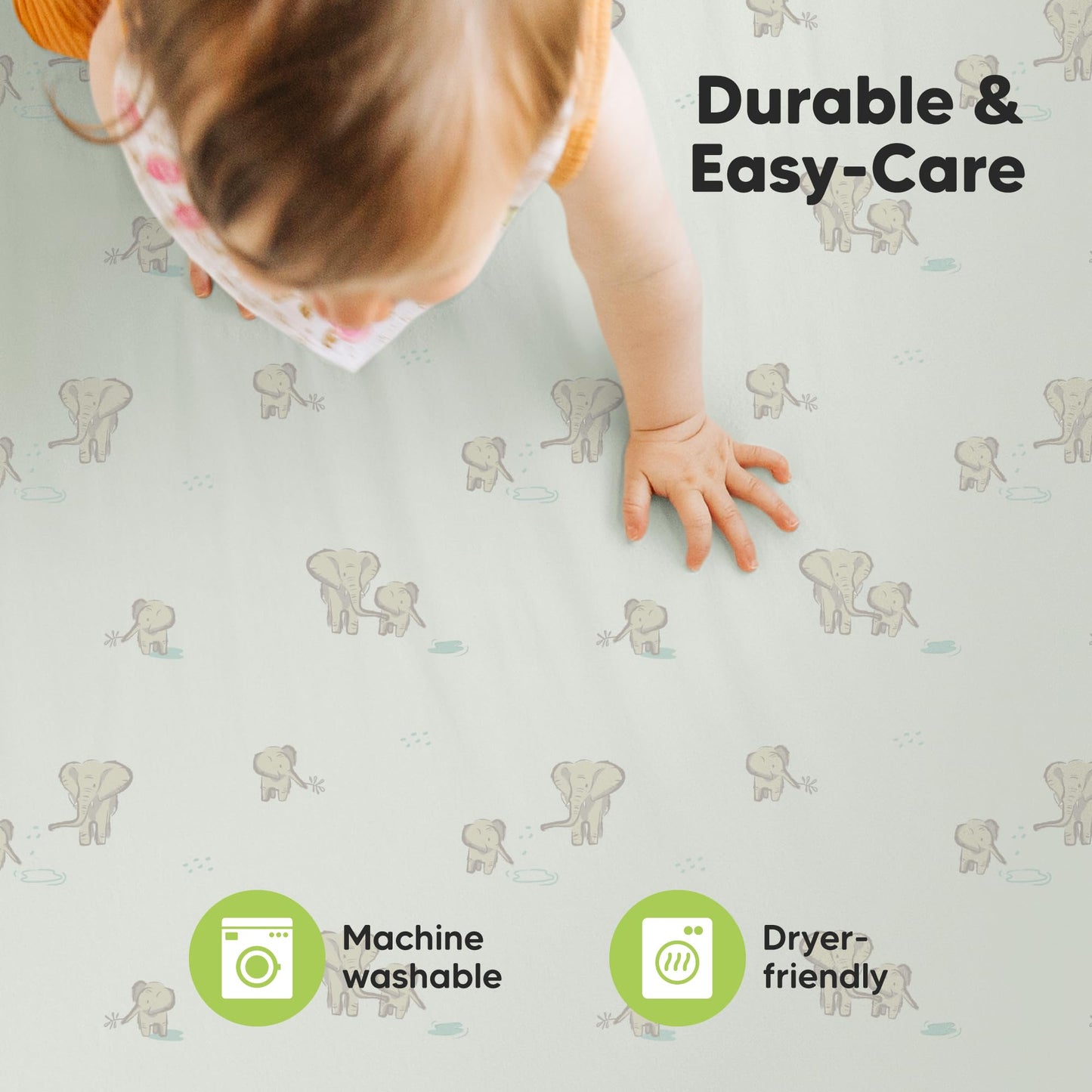 2-Pack Mini Crib Sheets Fitted - Pack N Play Sheets for Pack and Play Mattress, Organic Cotton, Soft & Breathable Jersey Playard Bedding, Neutral Mini Toddler Bed Cover for Boys, Girls (Elly)