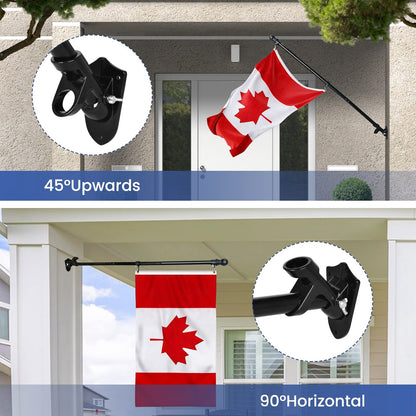 6.5FT/2M Flag Pole Kit for Canada Flag, Professional Stainless Steel Flag Pole with Mounting Bracket, Wall Mount Flag Pole Kit with Tangle Free Rings, Adjustable Length, for Garden, House, Patio
