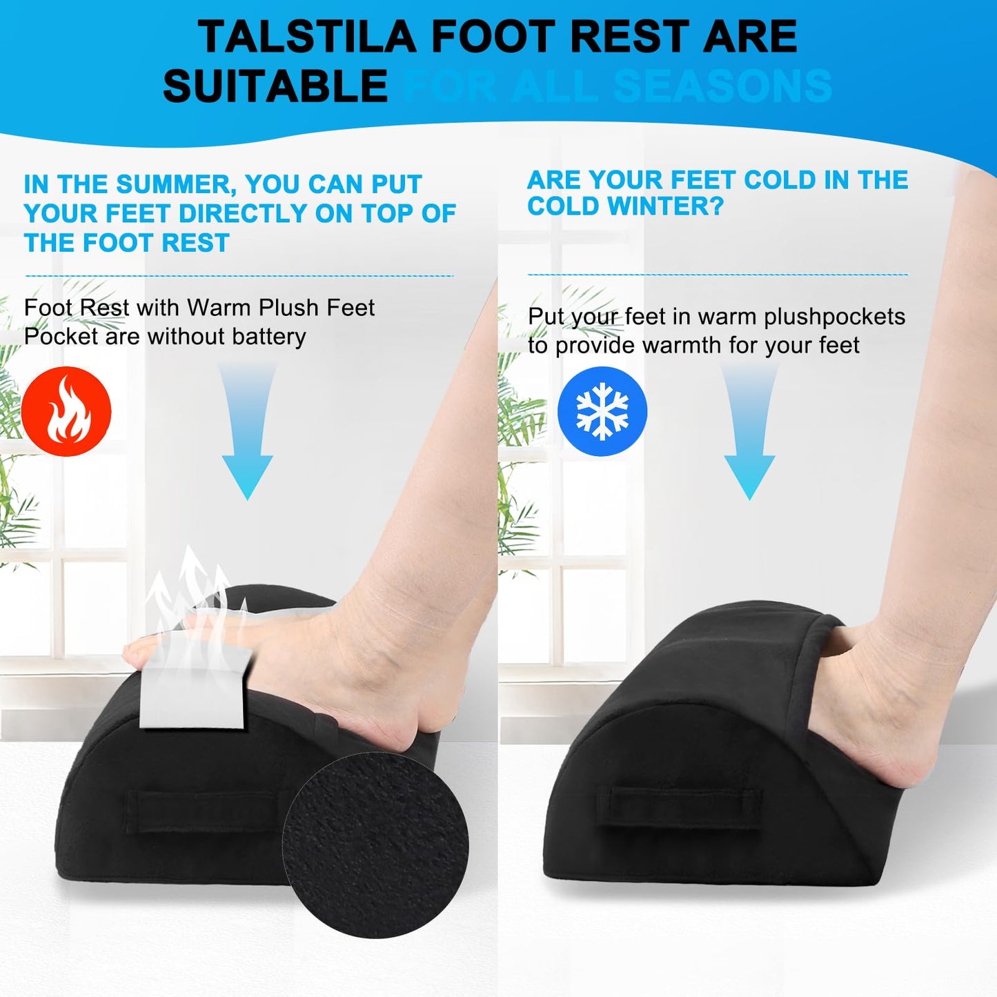TALSTILA Foot Rest for Under Desk at Work, Footrests with Warm Plush Feet Pocket, Ergonomic Foam Footrest, Under Desk Footrest, for Office Desks & Office Chair - Back & Leg Pain Relief