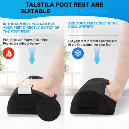 TALSTILA Foot Rest for Under Desk at Work, Footrests with Warm Plush Feet Pocket, Ergonomic Foam Footrest, Under Desk Footrest, for Office Desks & Office Chair - Back & Leg Pain Relief