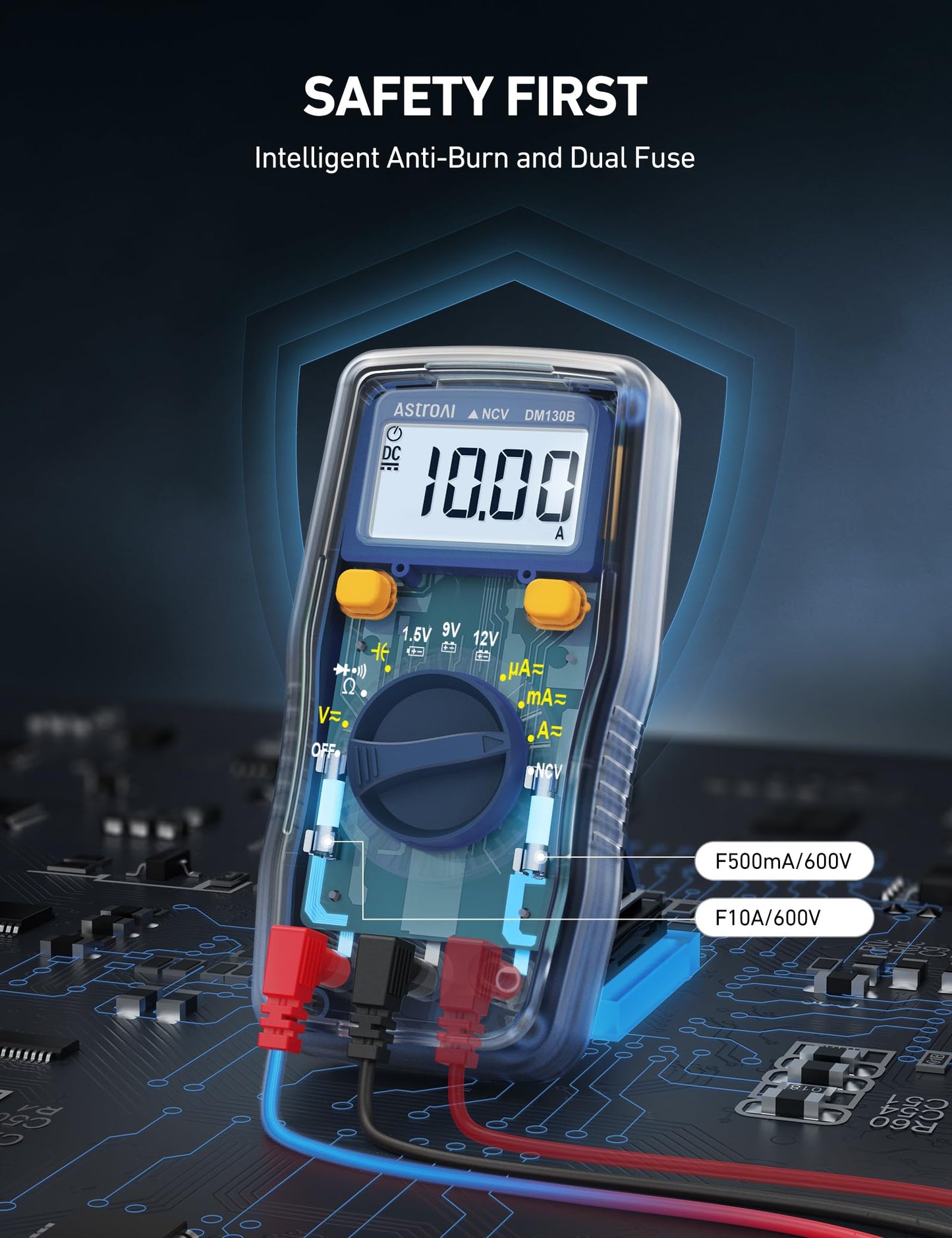 AstroAI Digital Multimeter 4000, Auto Range NCV Detector, Multimeter Tester with Volt Amp Ohm, Multi Meters Measures AC/DC Voltage, Current, Resistance, Continuity, Capacitance, Diodes and Batteries