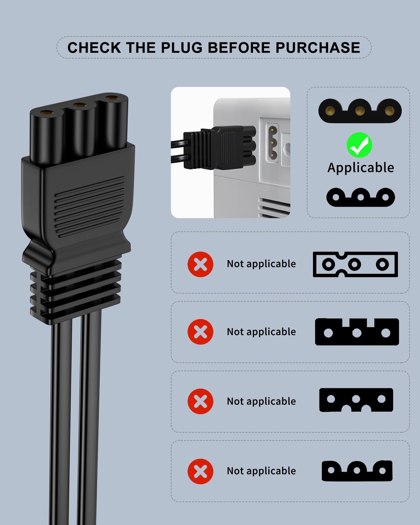 VHBW for Janome Sewing Machine Foot Pedal Power Cord Compatible with Janome 033770217 hd1000 hd3000 128 2212 7318 7933 3434d Kenmore 385.12318990 385.16221300 385.12908 384 385 1802400