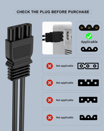 VHBW for Janome Sewing Machine Foot Pedal Power Cord Compatible with Janome 033770217 hd1000 hd3000 128 2212 7318 7933 3434d Kenmore 385.12318990 385.16221300 385.12908 384 385 1802400