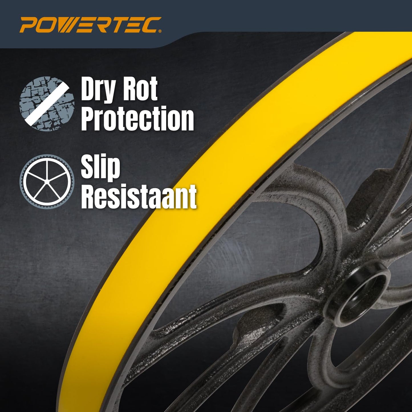 POWERTEC 71725 14" Band Saw Tires, 14 Inch x 1 Inch x .095 Inch, Urethane Bandsaw Tires for Grizzly, Jet, Powermatic 14 inch Bandsaws, 2 Pack (Color May Vary)