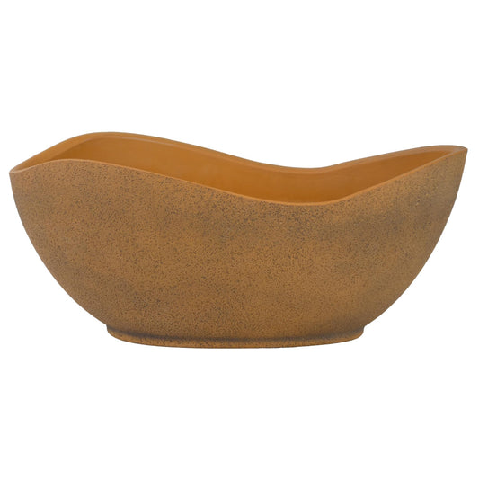 Classic Home and Garden Arc Unique Planter Bowl w/Drain Plug - UV Resistant Shallow Planter - Modern Plant Pot for Herbs (12” Georgia Clay)