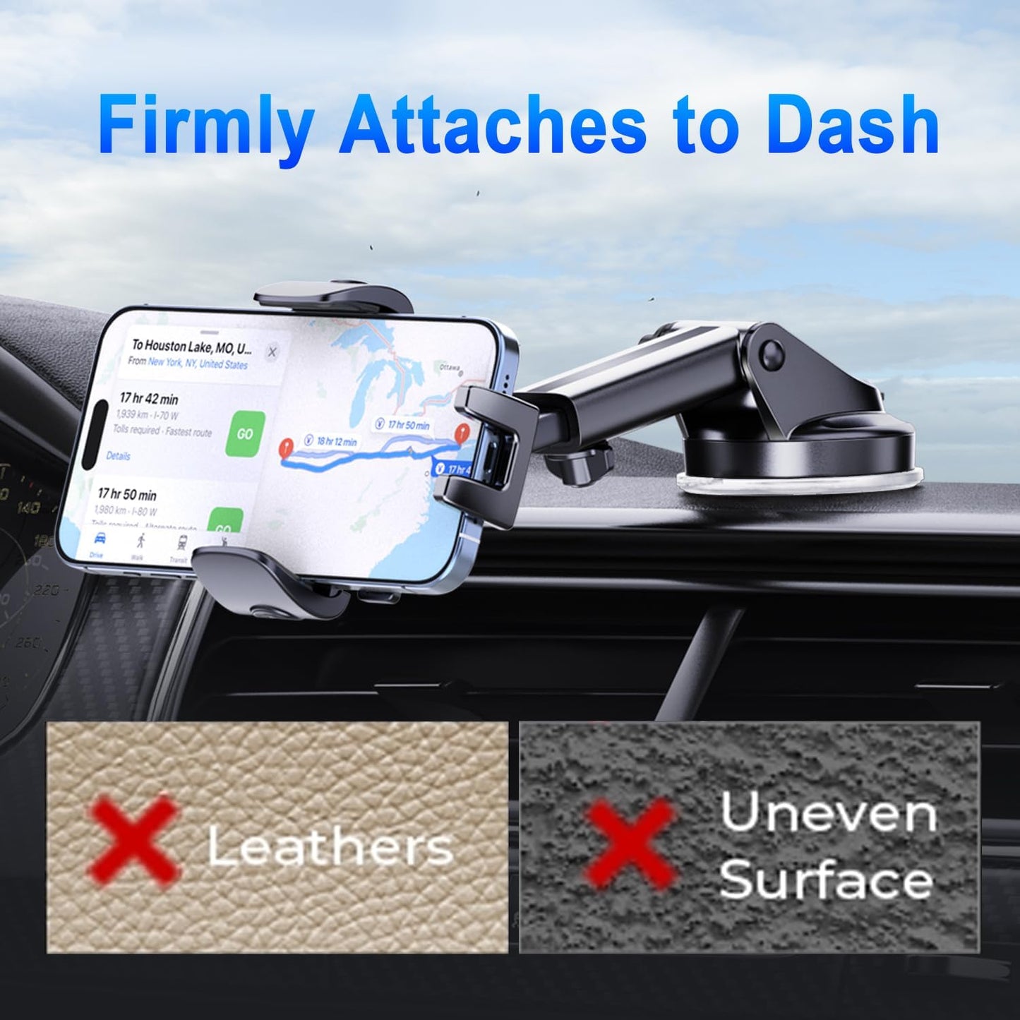 [Ultra-Stable] Car Phone Holder【2026 Strongest Suction & Hook】Cell Phone Mount for Dashboard Windshield Vent,Mobile Stand Base Truck Cradle for iPhone 17 Pro Max 16 15 14 13 12 Samsung S25 S24 Android