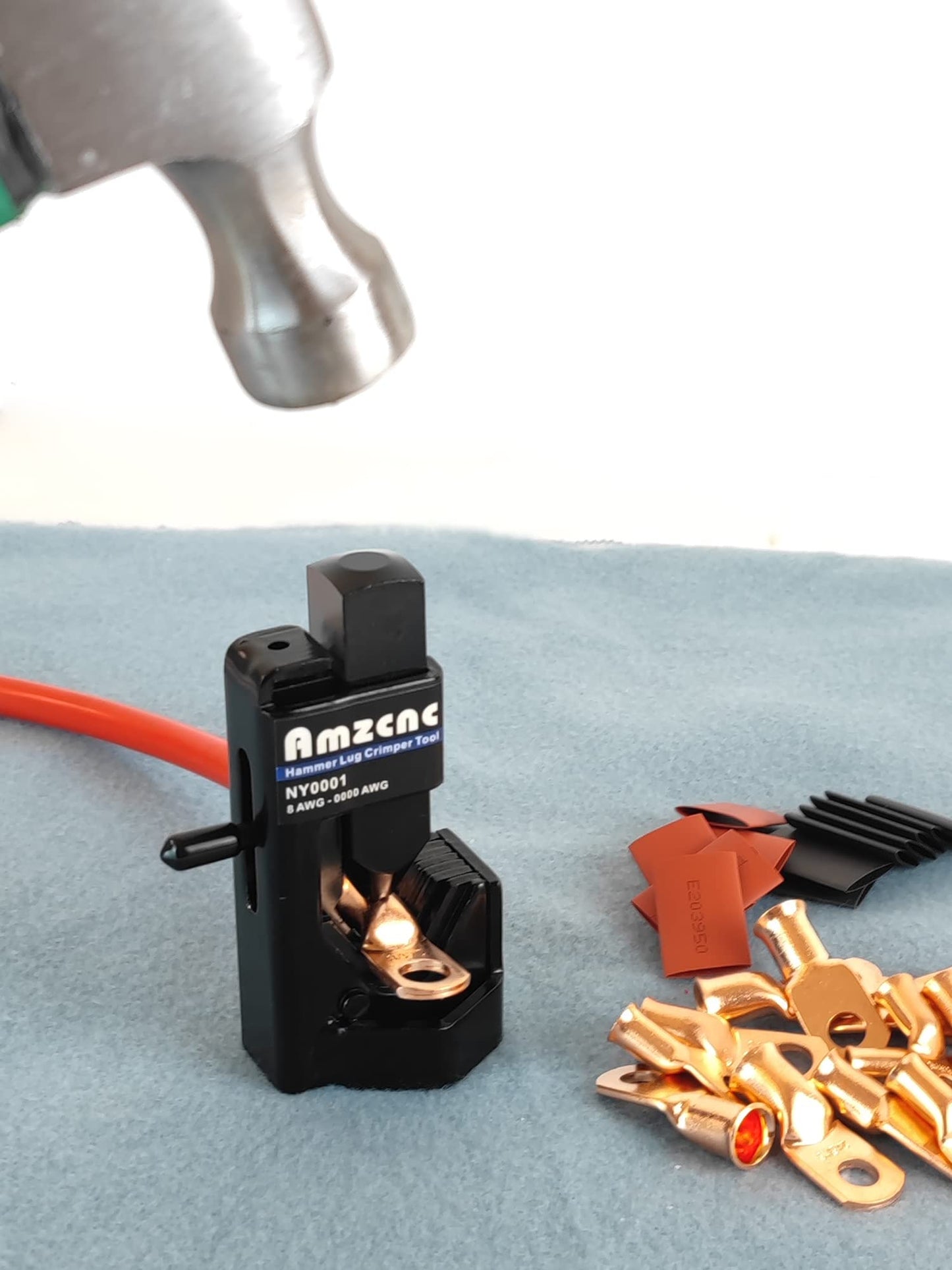 AMZCNC Hammer Lug Crimper Tool for 8 AWG - 0000 AWG Battery and Welding Cables(Crimps Battery and Welding Cables 8 AWG to 4/0 Wire Gauge)