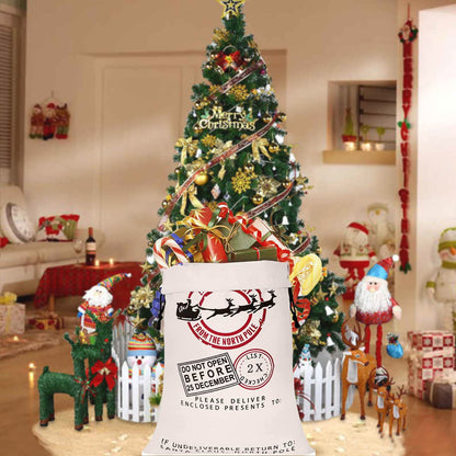 ZEAUBiM Santa Burlap Sack Bags with Drawstring 27.6"x 19.7" for Large Xmas Package Storage, Event Party Supplies, Christmas Party Favors - 2pcs