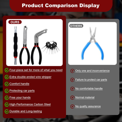 4PCS Electrical Disconnect Pliers Set,37960 Straight +37980 60° +13120 Electrical Disconnect Pliers for Cars,Carbon Steel Fuel Line Disconnect Tool Set, Connector Repairs for Mechanics and DIYers